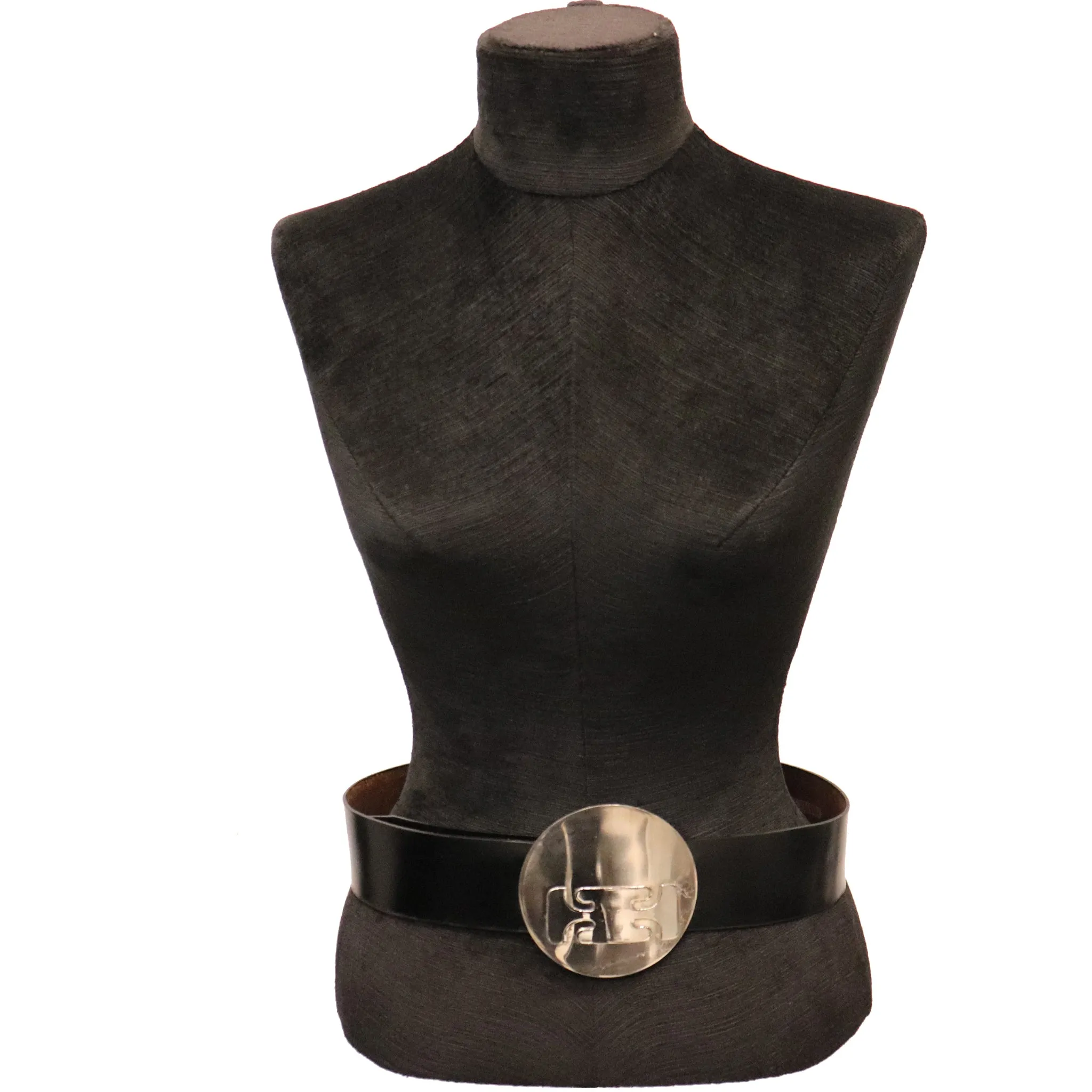 Pierre Cardin Black Belt W/ Silver Front Buckle
