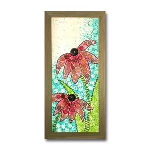 Pink Cone Flowers w/Wood Frame 10X22