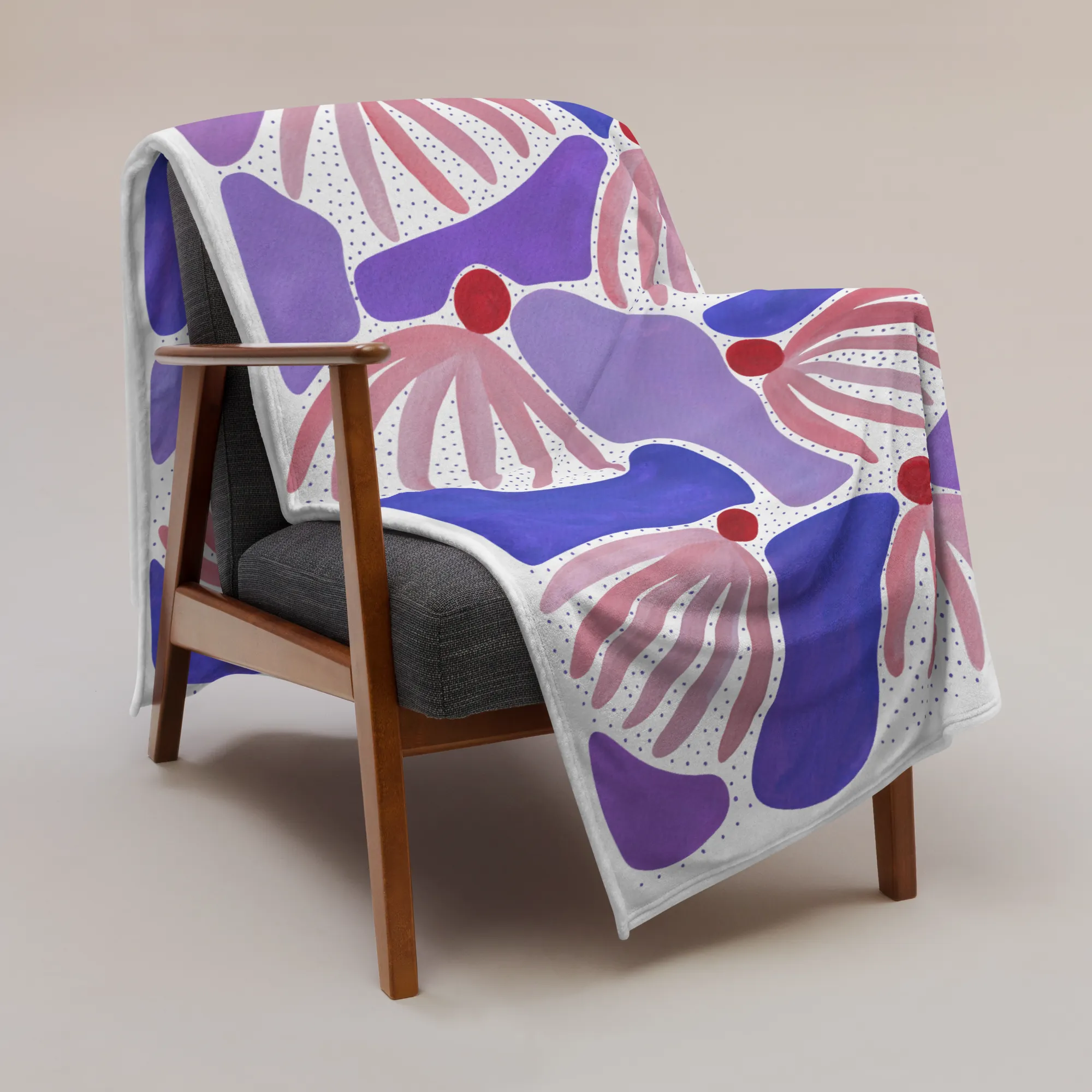 Pink Flowers - Throw Blanket