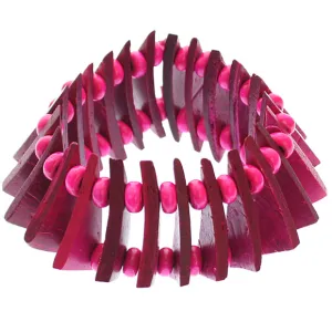 Pink Wooden Geometric Triangle Stretch Bracelet