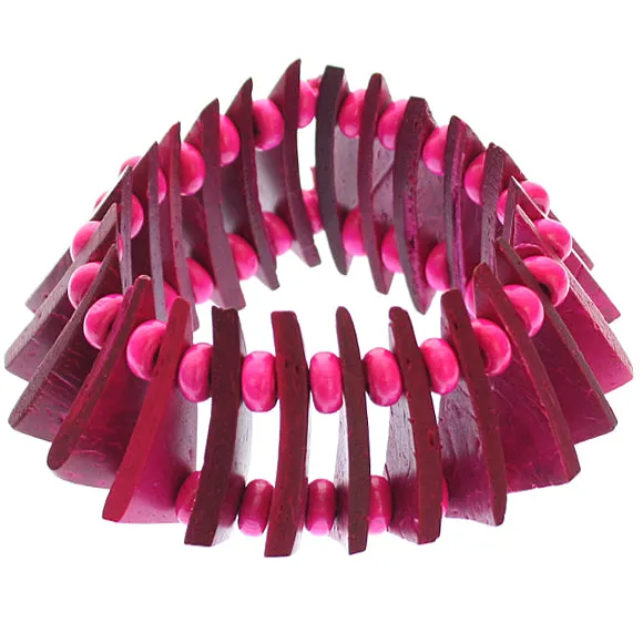 Pink Wooden Geometric Triangle Stretch Bracelet