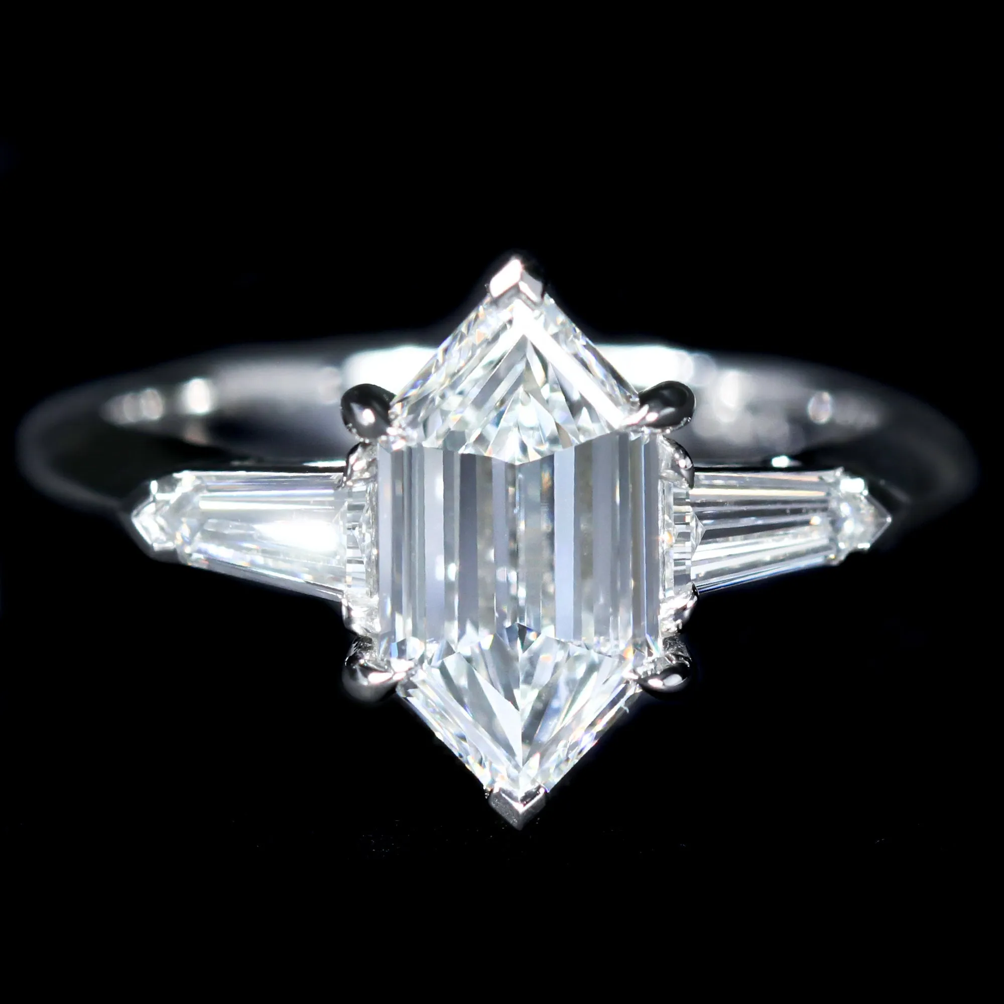 Platinum GIA 2.00 Carat Hexagon Cut Diamond Engagement Ring