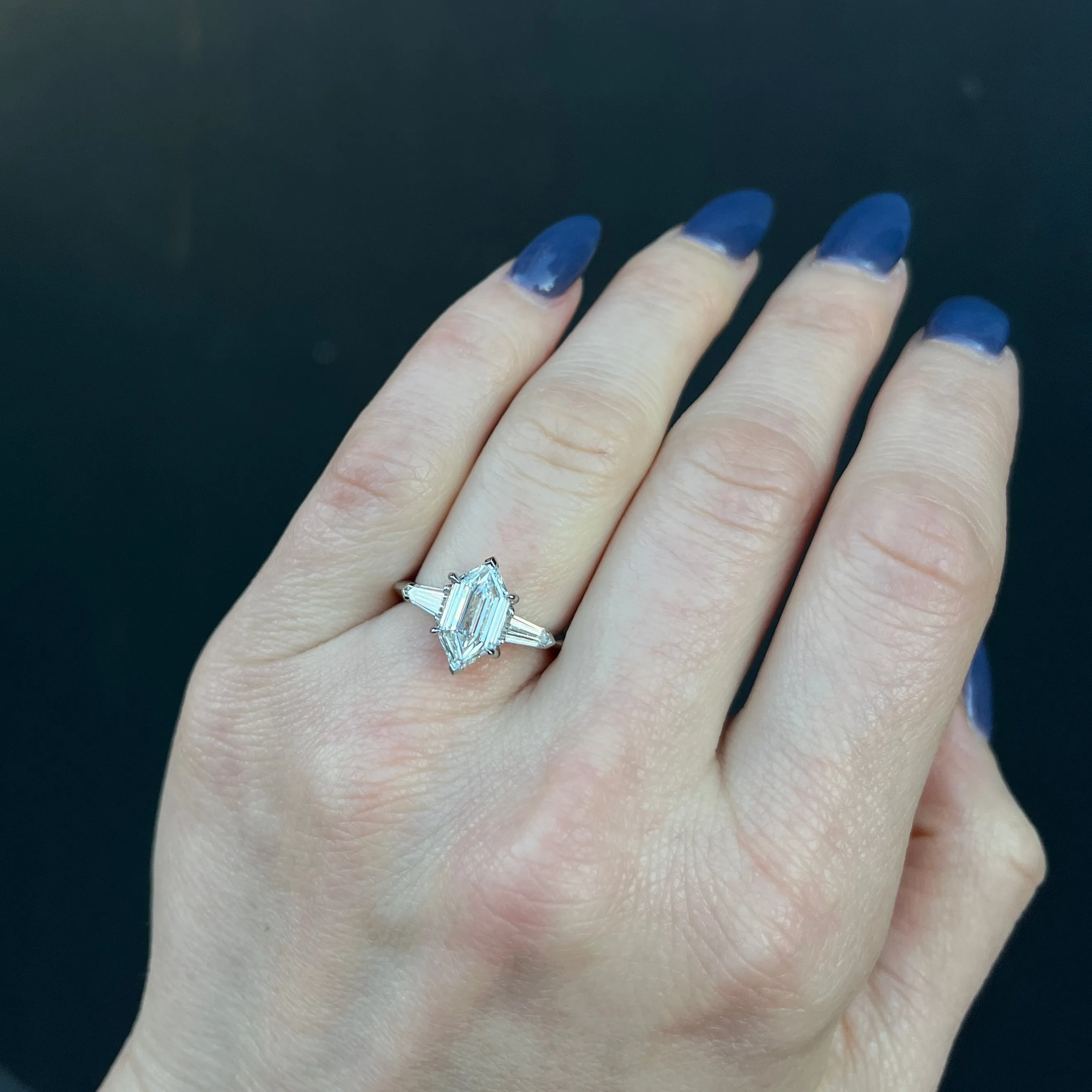 Platinum GIA 2.00 Carat Hexagon Cut Diamond Engagement Ring