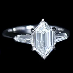 Platinum GIA 2.00 Carat Hexagon Cut Diamond Engagement Ring