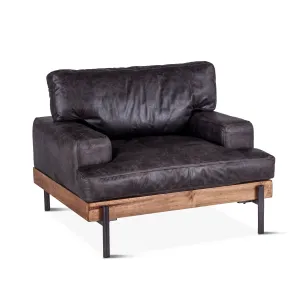 Portofino Industrial Leather Arm Chair, Morocco Black