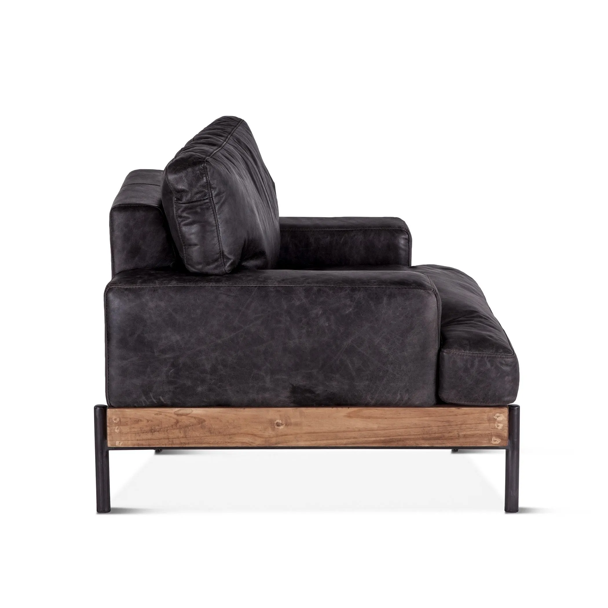 Portofino Industrial Leather Arm Chair, Morocco Black