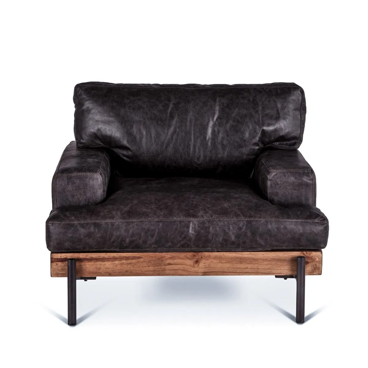 Portofino Industrial Leather Arm Chair, Morocco Black