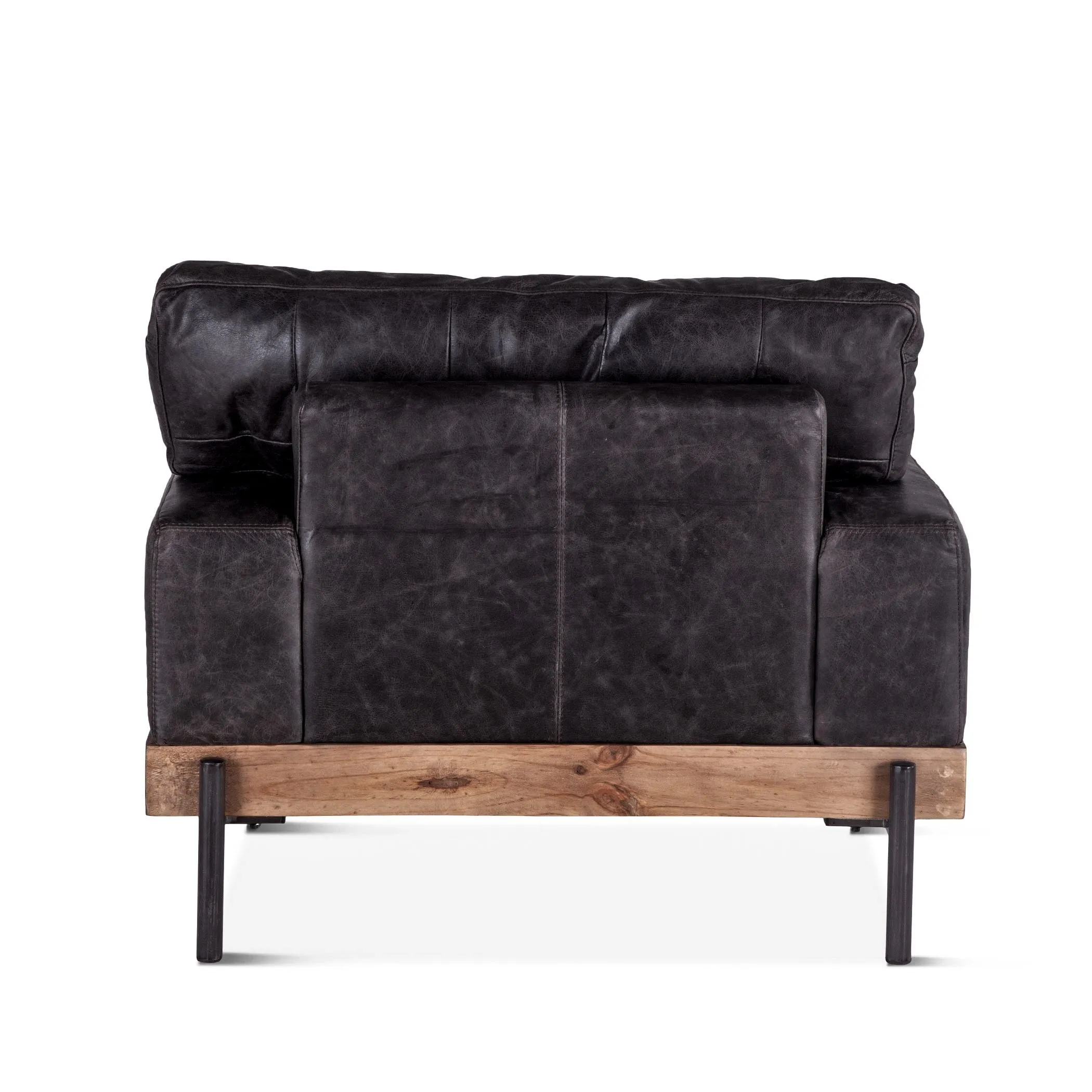 Portofino Industrial Leather Arm Chair, Morocco Black