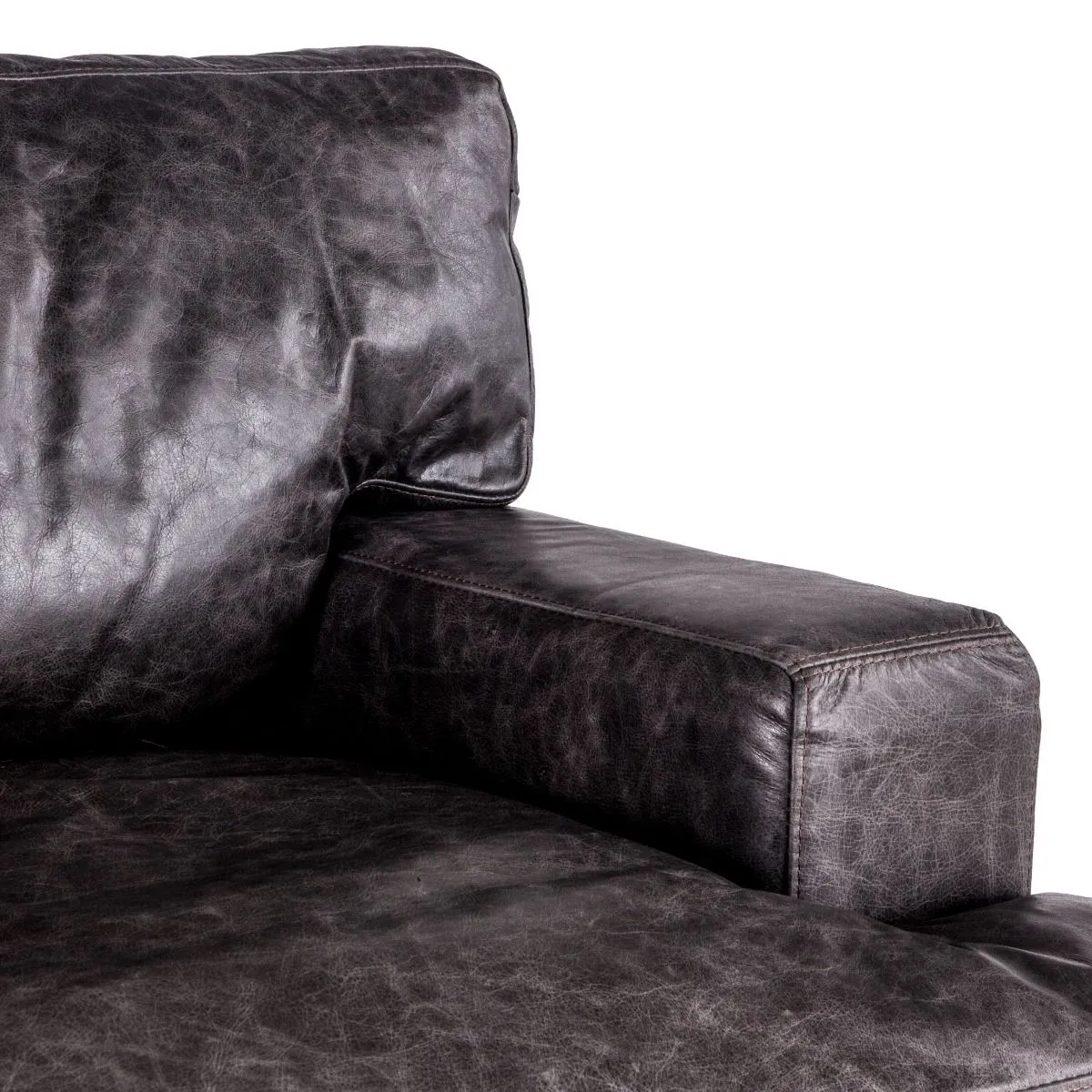 Portofino Industrial Leather Arm Chair, Morocco Black