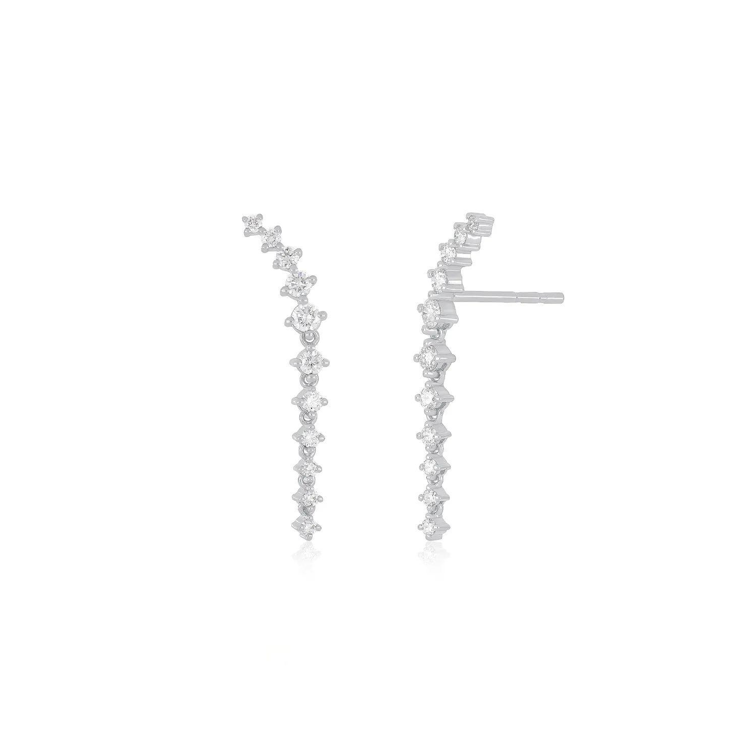 Prong Set Diamond Waterfall Earrings