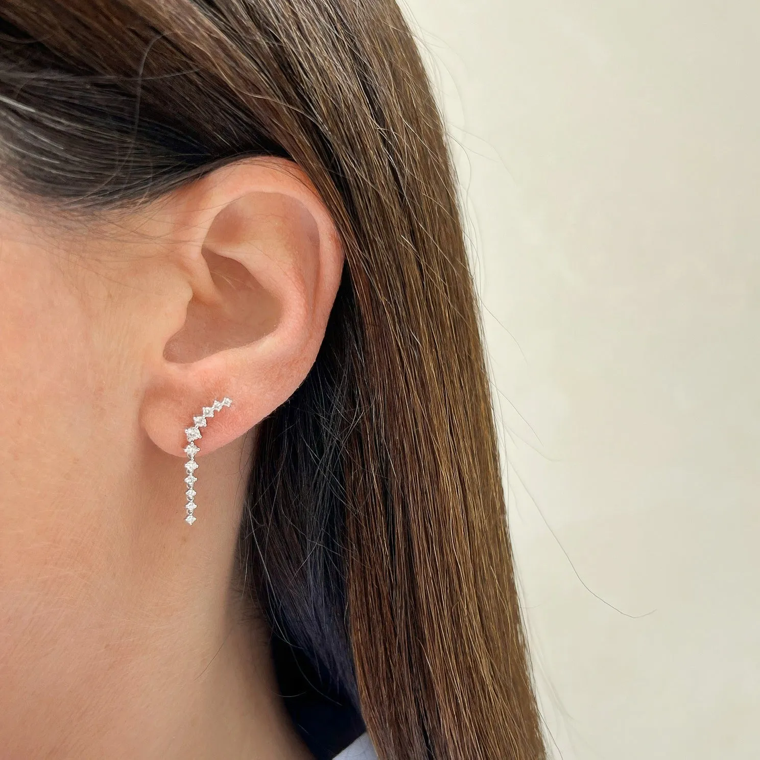 Prong Set Diamond Waterfall Earrings