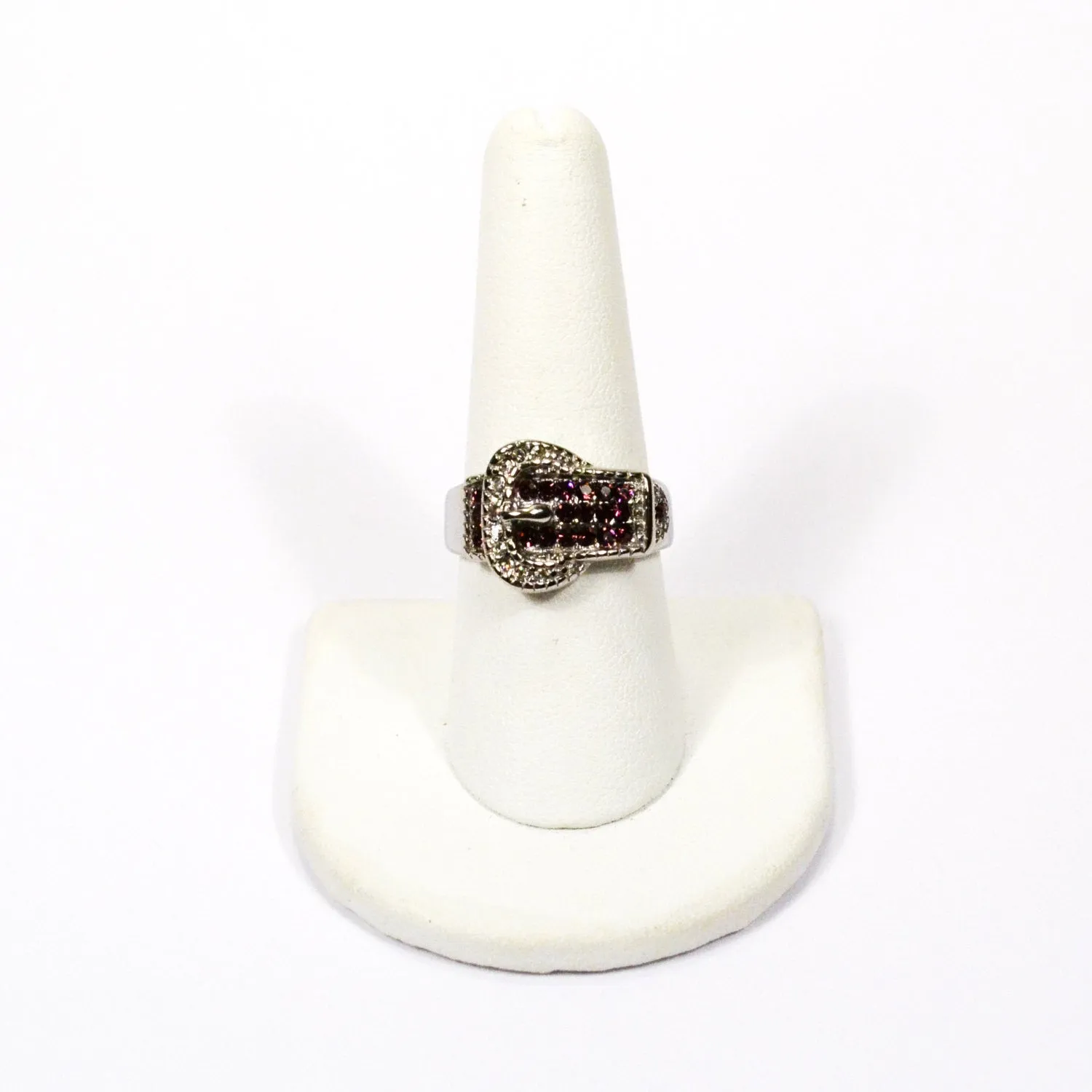 Purple Rhinestone Buckle Ring