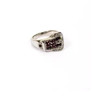 Purple Rhinestone Buckle Ring