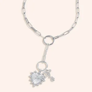 "Unconditional Love" Multi Charm Medium Link Chain 22" Necklace Set - Heart & Love Charms