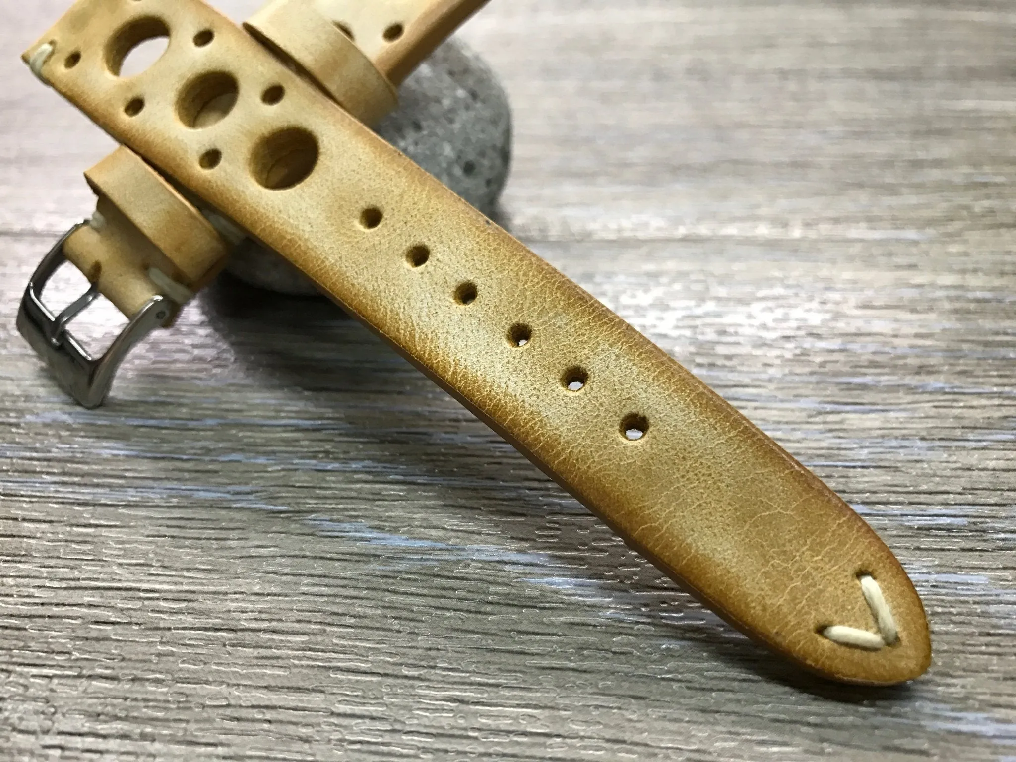 Racing Watch Straps, Leather watch band, Rally Watch straps, Vintage Beige watch band, 18mm 19mm 20mm Watch Straps, FREE SHIPPING