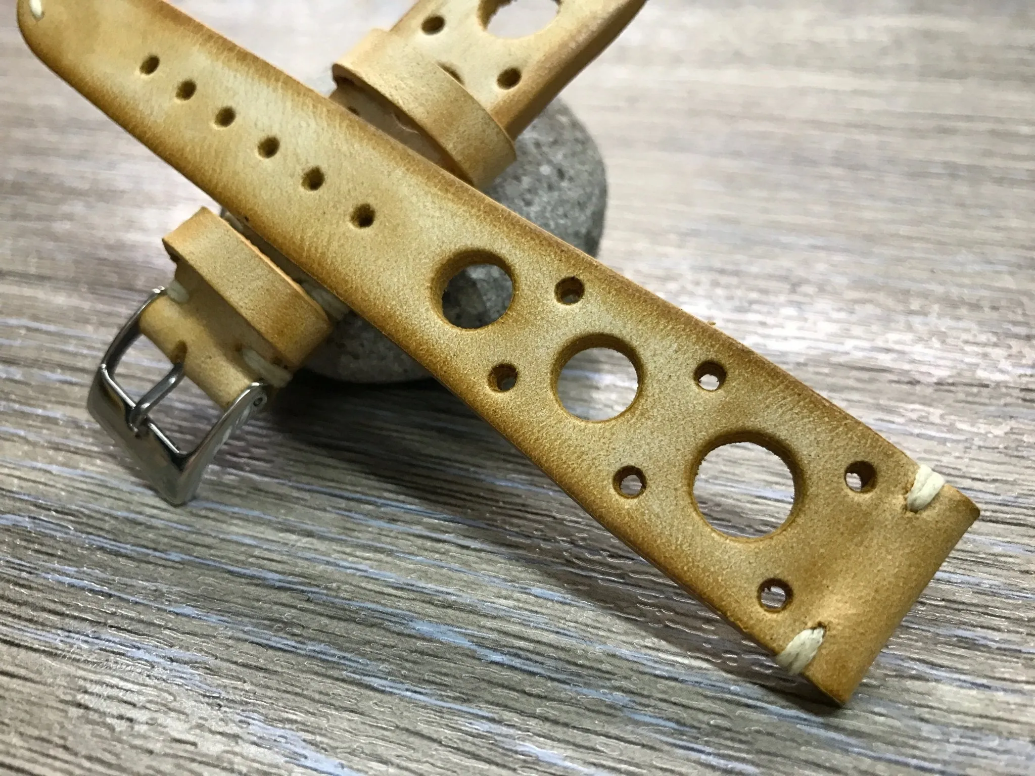 Racing Watch Straps, Leather watch band, Rally Watch straps, Vintage Beige watch band, 18mm 19mm 20mm Watch Straps, FREE SHIPPING