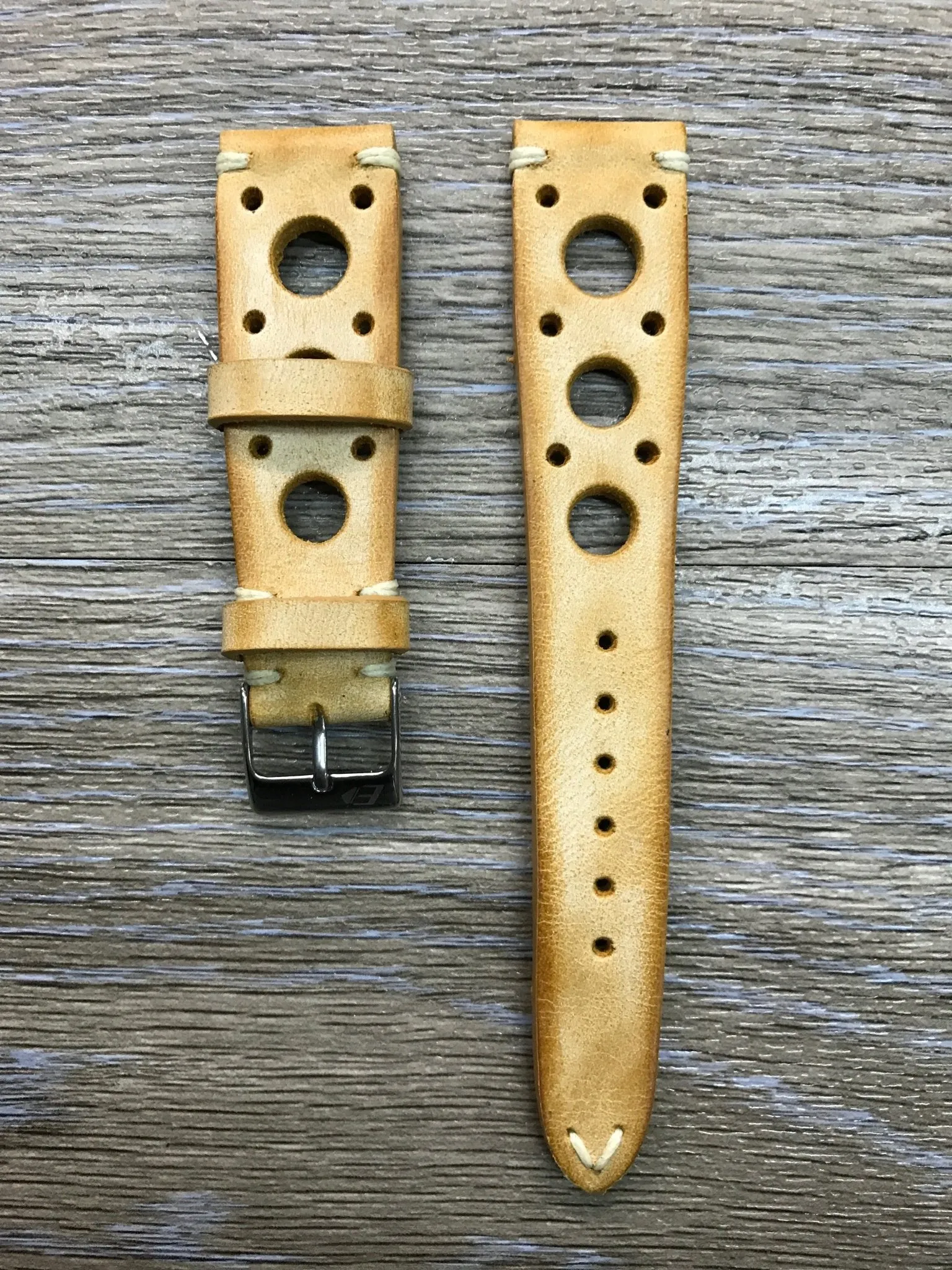 Racing Watch Straps, Leather watch band, Rally Watch straps, Vintage Beige watch band, 18mm 19mm 20mm Watch Straps, FREE SHIPPING