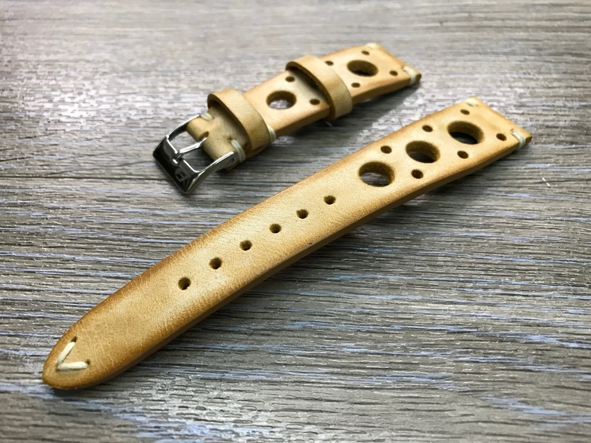 Racing Watch Straps, Leather watch band, Rally Watch straps, Vintage Beige watch band, 18mm 19mm 20mm Watch Straps, FREE SHIPPING