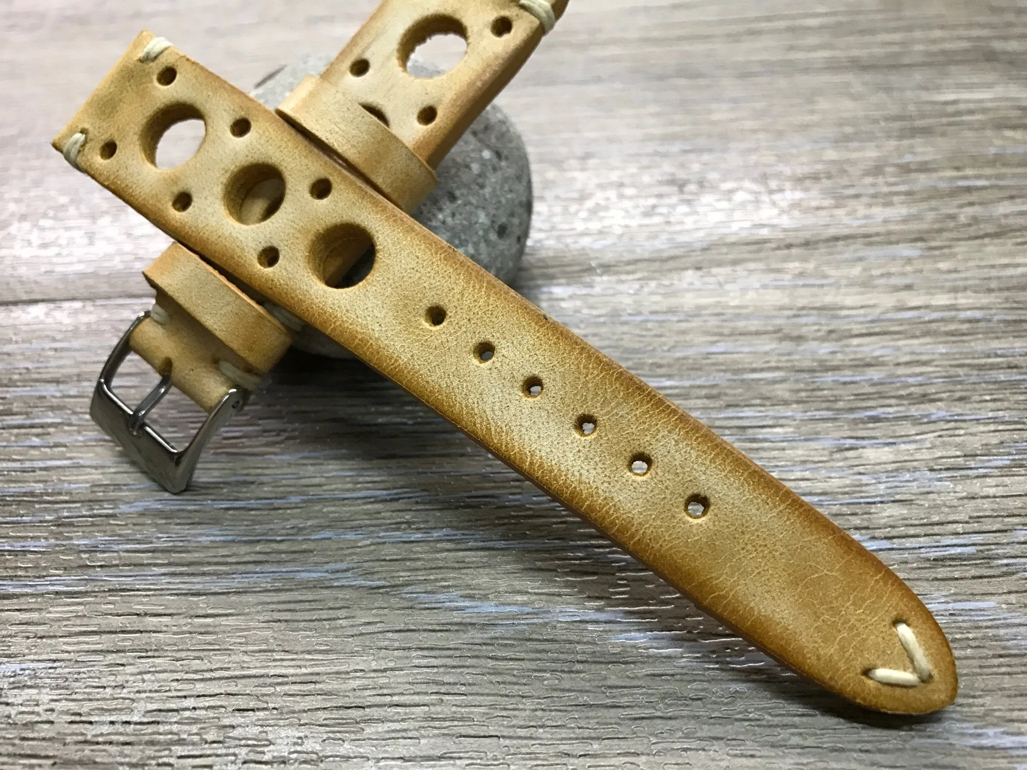 Racing Watch Straps, Leather watch band, Rally Watch straps, Vintage Beige watch band, 18mm 19mm 20mm Watch Straps, FREE SHIPPING