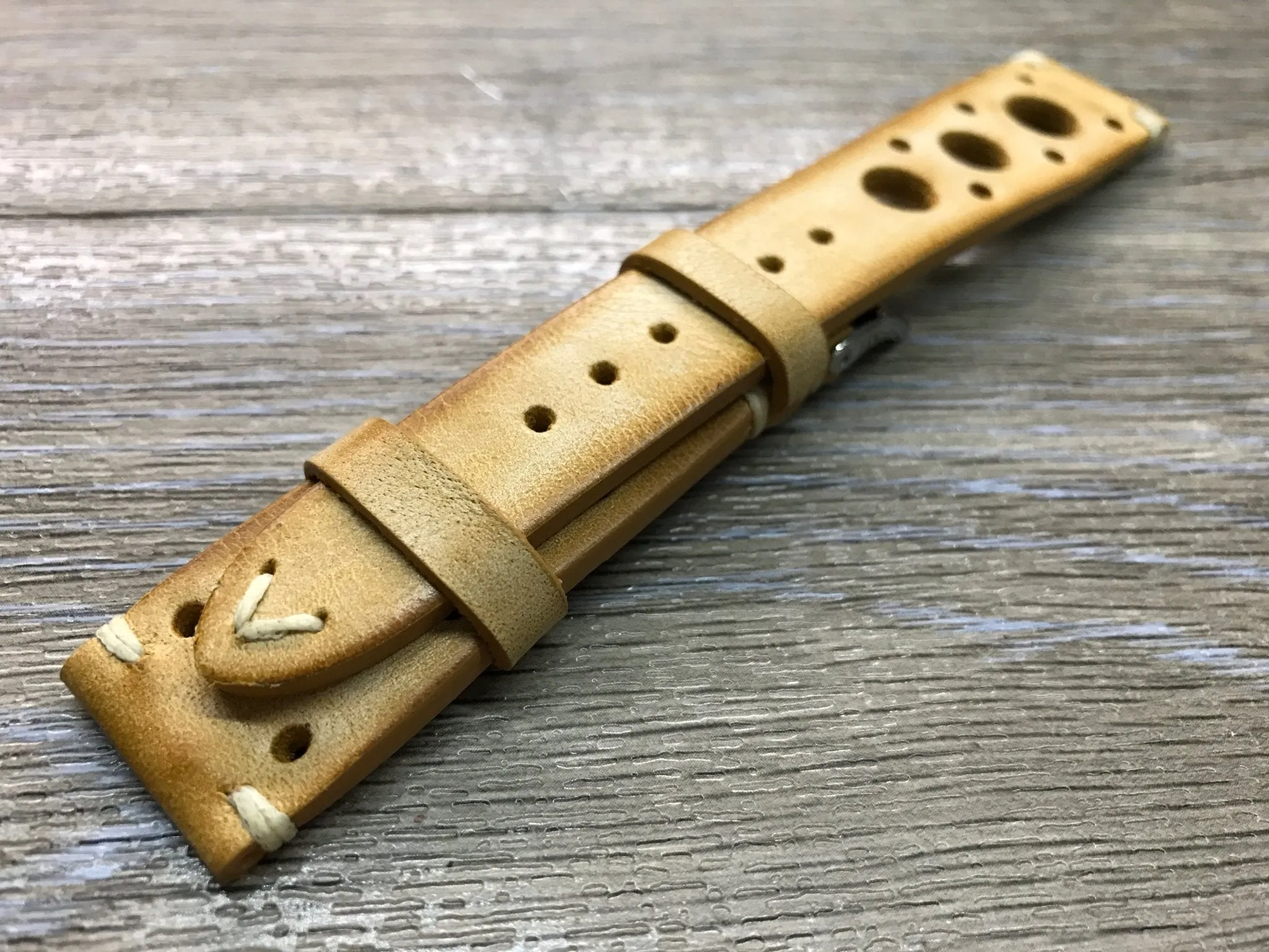 Racing Watch Straps, Leather watch band, Rally Watch straps, Vintage Beige watch band, 18mm 19mm 20mm Watch Straps, FREE SHIPPING