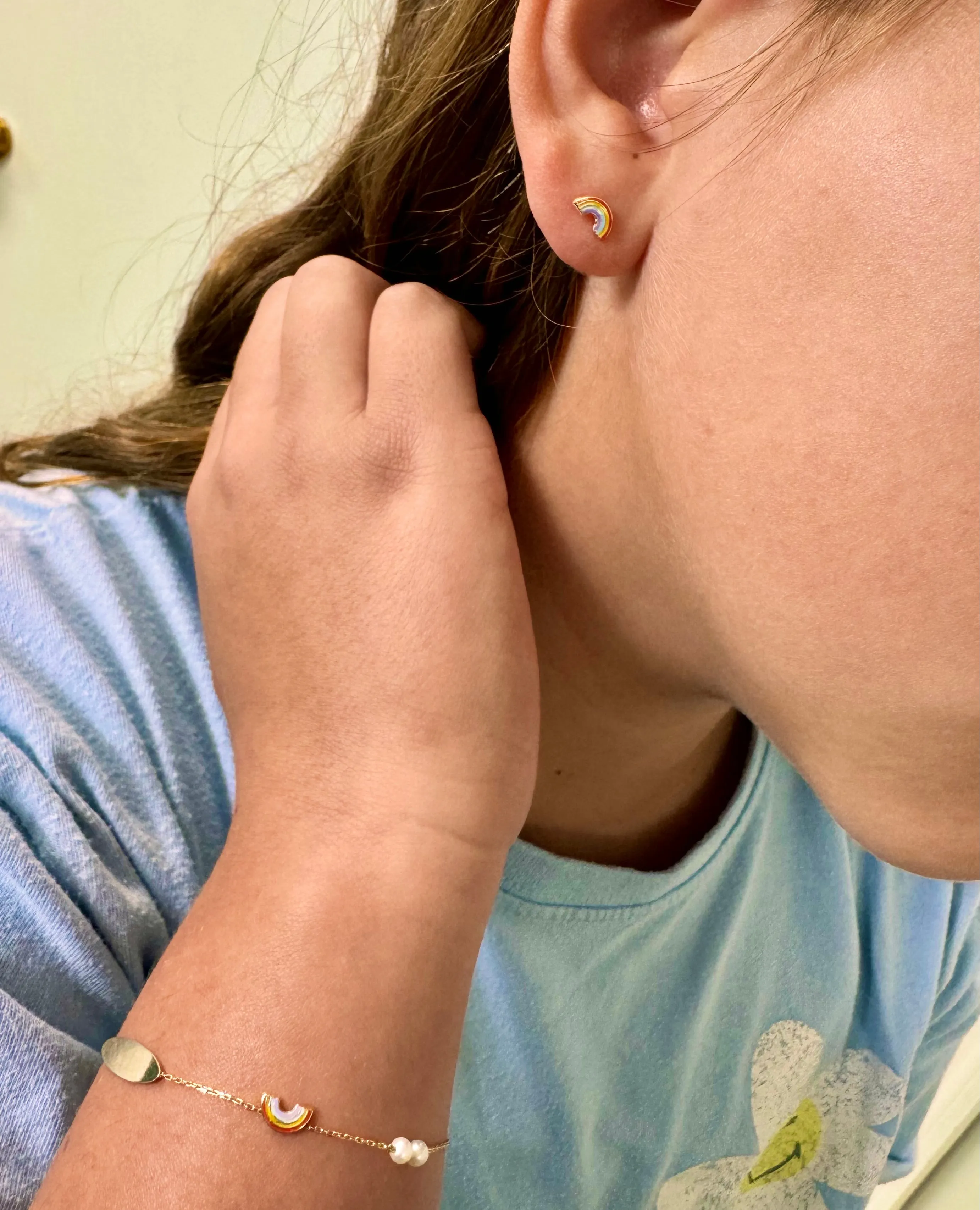 Rainbow Enamel Painted Earrings
