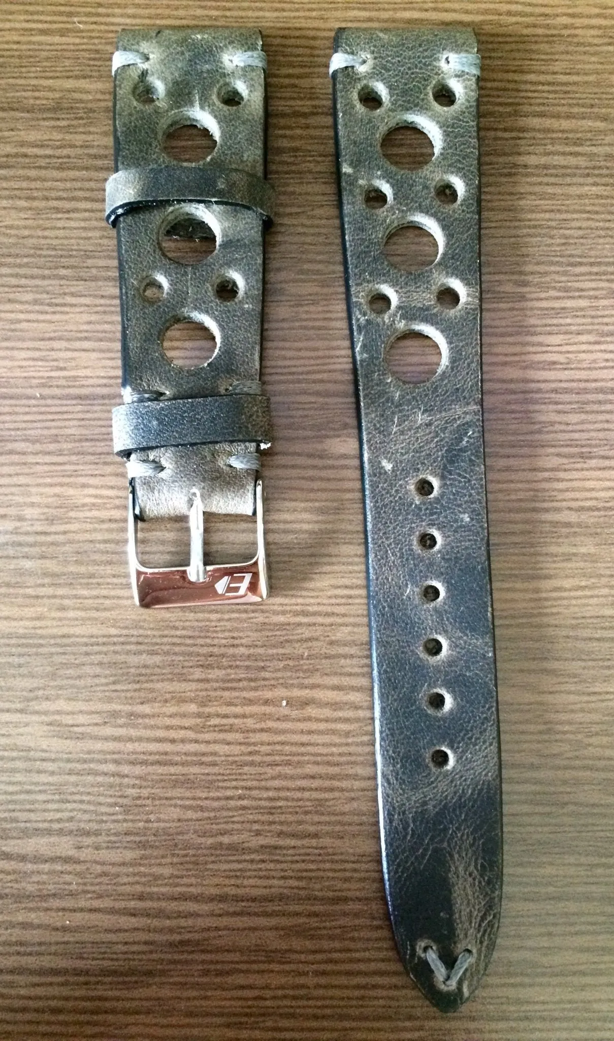 Rally & Racing Watch straps, Gray watch band, Leather watch Straps, 19mm watch strap, 18mm and 20mm watch band, FREE SHIPPING