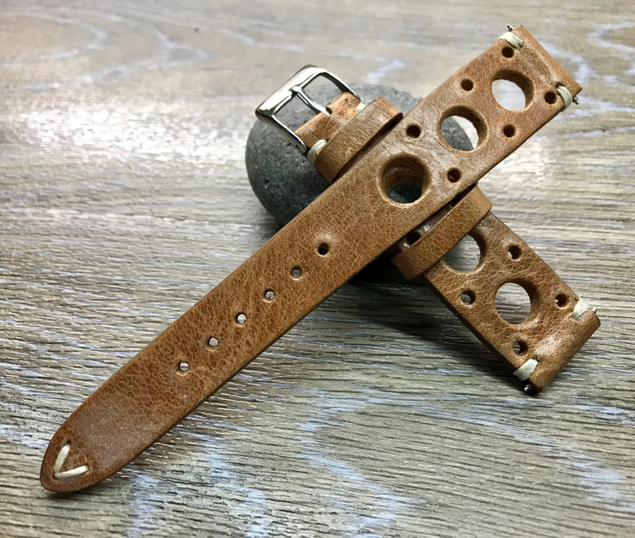 Rally & Racing Watch Straps, Leather watch band, Light Brown Watch Strap, Leather Watch Straps 20mm, 18mm, 19mm, FREE SHIPPING