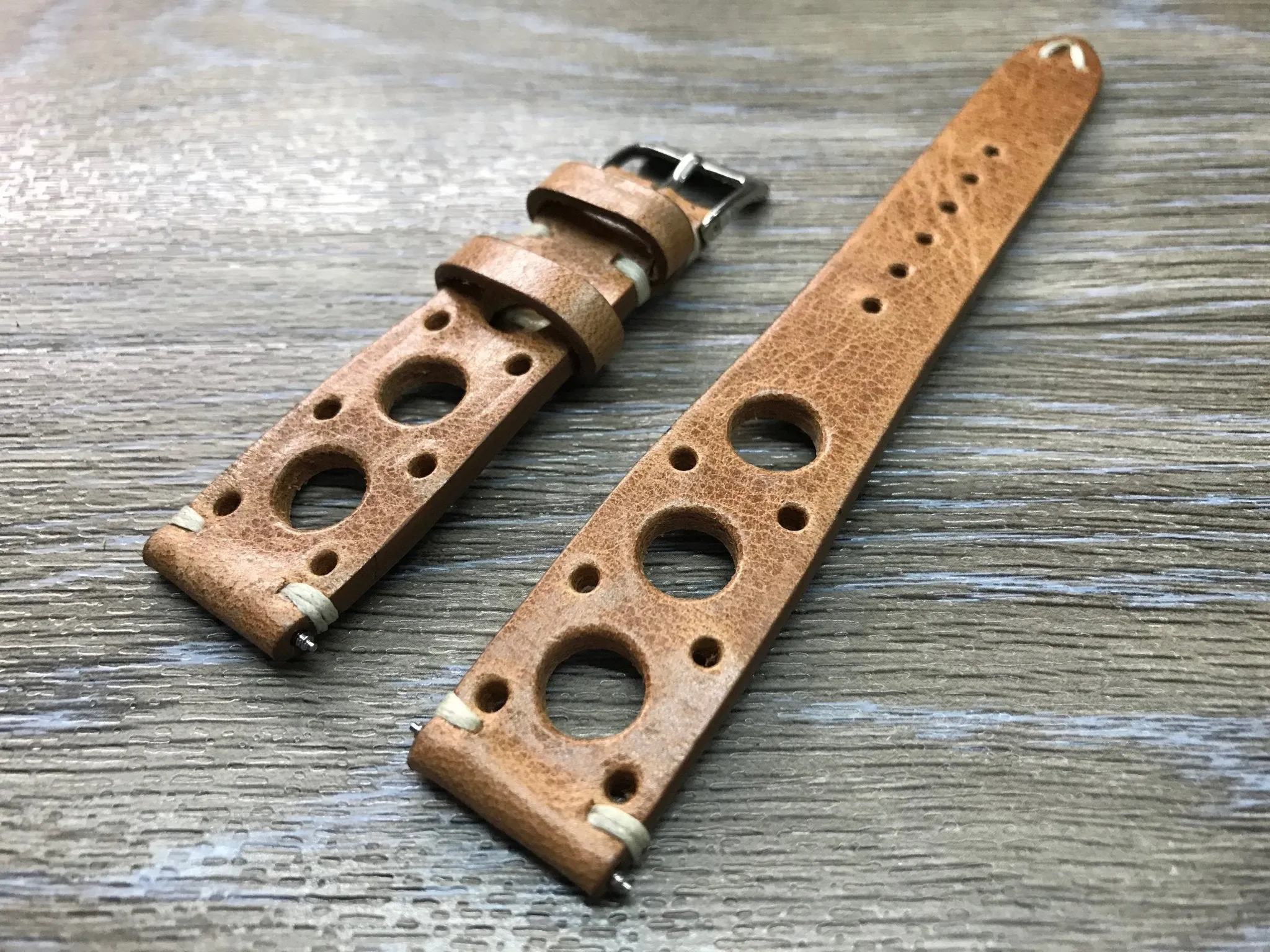 Rally & Racing Watch Straps, Leather watch band, Light Brown Watch Strap, Leather Watch Straps 20mm, 18mm, 19mm, FREE SHIPPING
