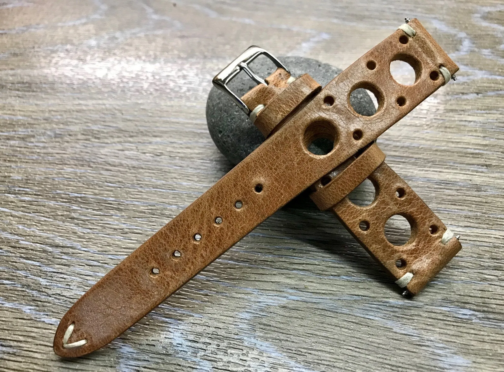Rally & Racing Watch Straps, Leather watch band, Light Brown Watch Strap, Leather Watch Straps 20mm, 18mm, 19mm, FREE SHIPPING