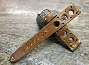 Rally & Racing Watch Straps, Leather watch band, Light Brown Watch Strap, Leather Watch Straps 20mm, 18mm, 19mm, FREE SHIPPING