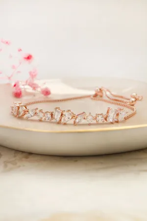 Randomly Blinging Rose Gold Plated Sterling Silver Adjustable Bracelet