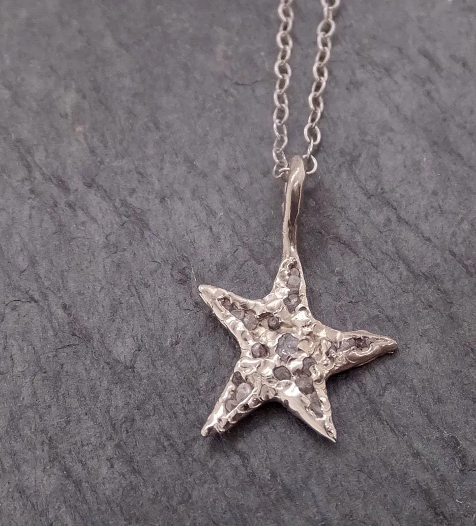raw rough dainty diamond white gold star pendant charm necklace diamond hammered star by angeline 2047 Alternative Engagement