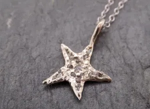 raw rough dainty diamond white gold star pendant charm necklace diamond hammered star by angeline 2047 Alternative Engagement