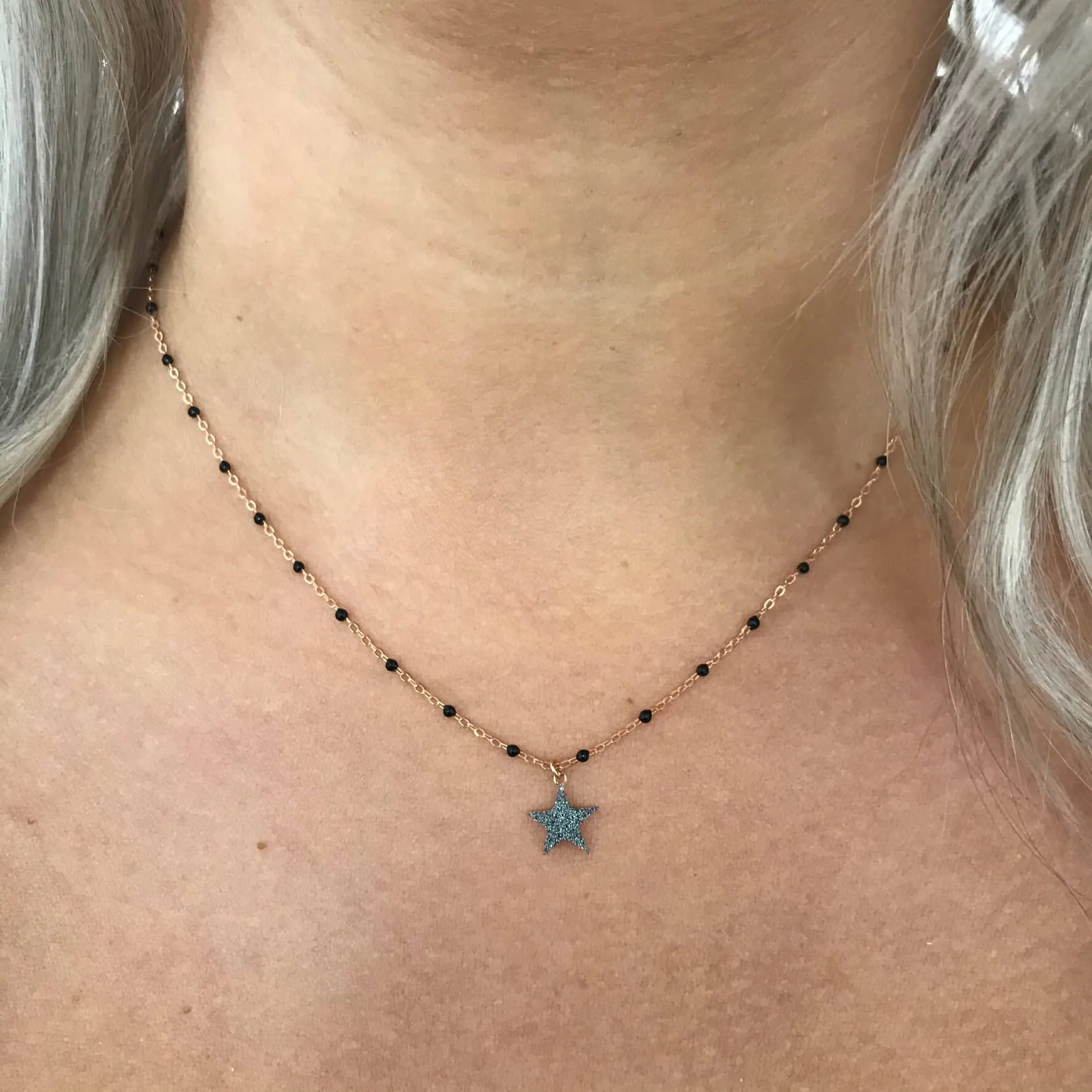 Rebecca Rose Gold & Black Jolie Necklace