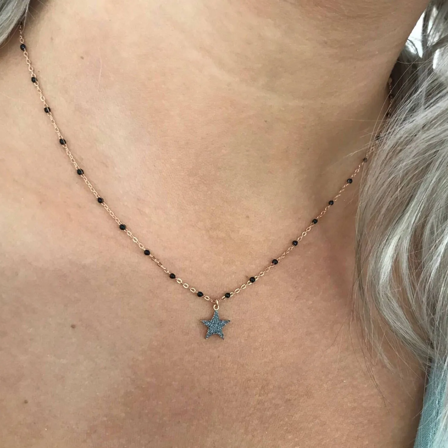 Rebecca Rose Gold & Black Jolie Necklace