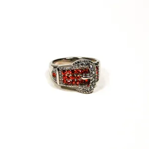Red Rhinestone Buckle Ring