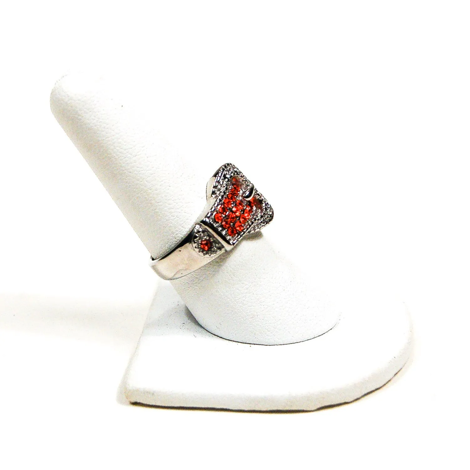 Red Rhinestone Buckle Ring