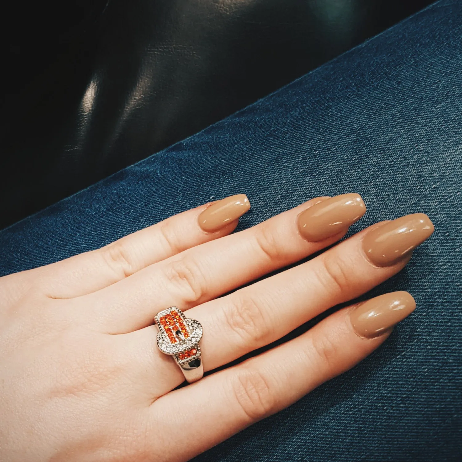 Red Rhinestone Buckle Ring