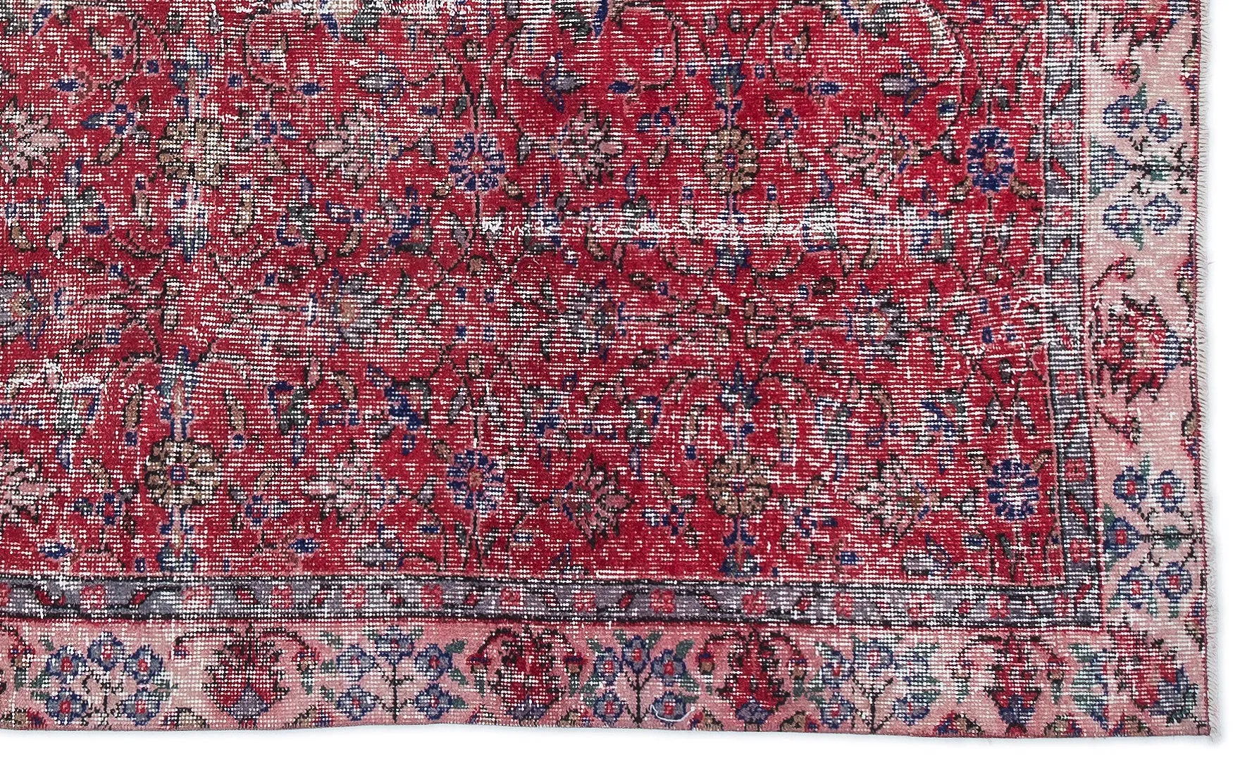 Retro Design Floral Over Dyed Vintage Rug 5'0'' x 8'2'' ft 153 x 250 cm