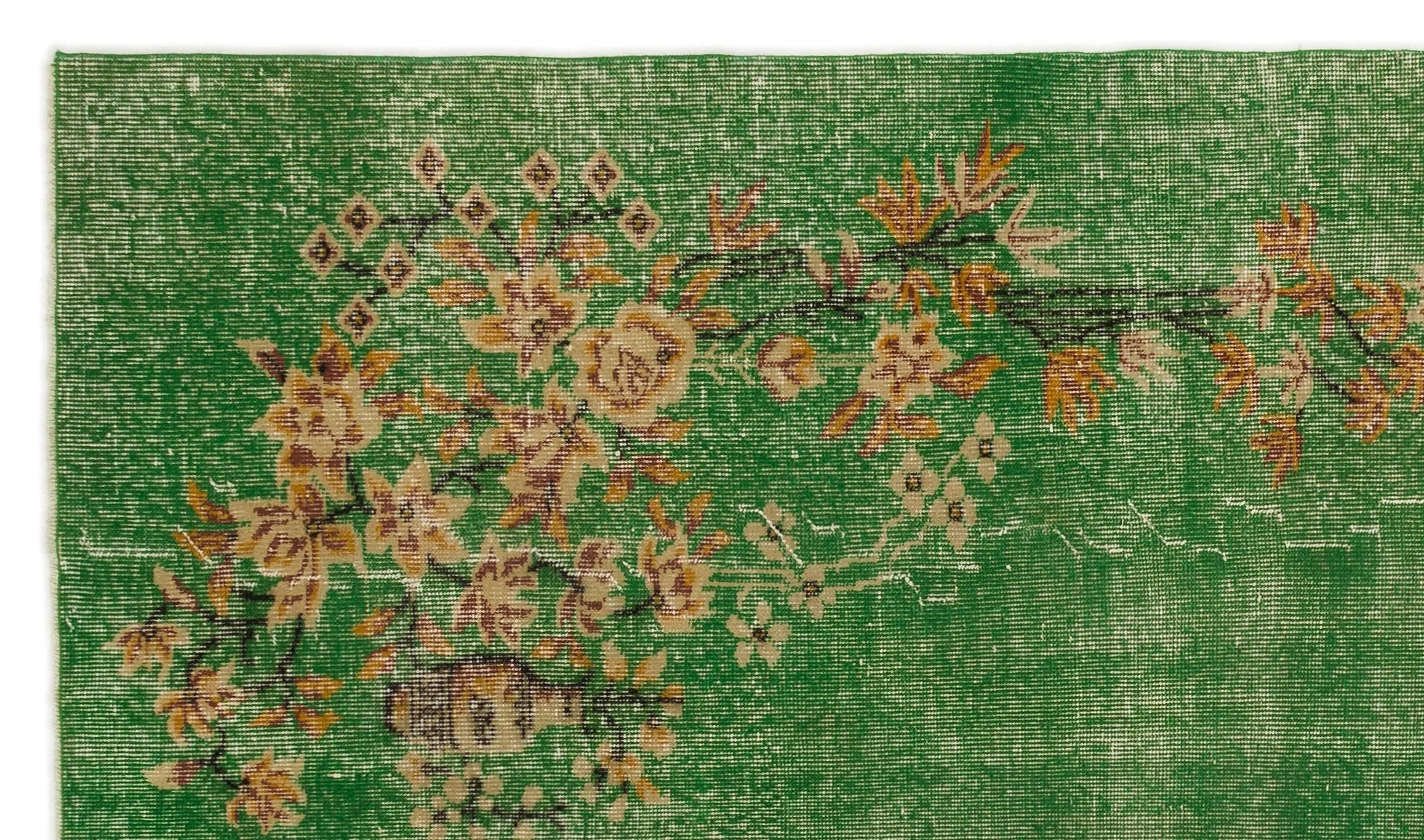 Retro Design Floral Over Dyed Vintage Rug 5'1'' x 8'11'' ft 154 x 271 cm