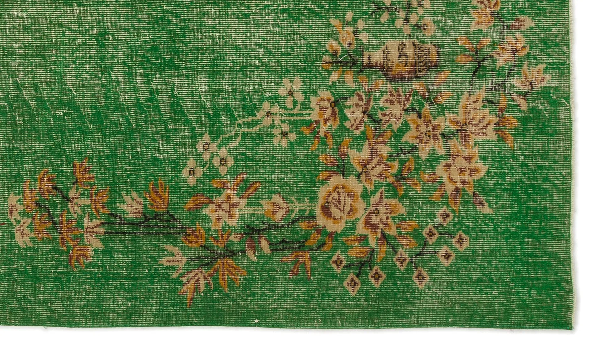 Retro Design Floral Over Dyed Vintage Rug 5'1'' x 8'11'' ft 154 x 271 cm