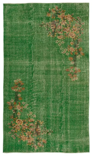 Retro Design Floral Over Dyed Vintage Rug 5'1'' x 8'11'' ft 154 x 271 cm