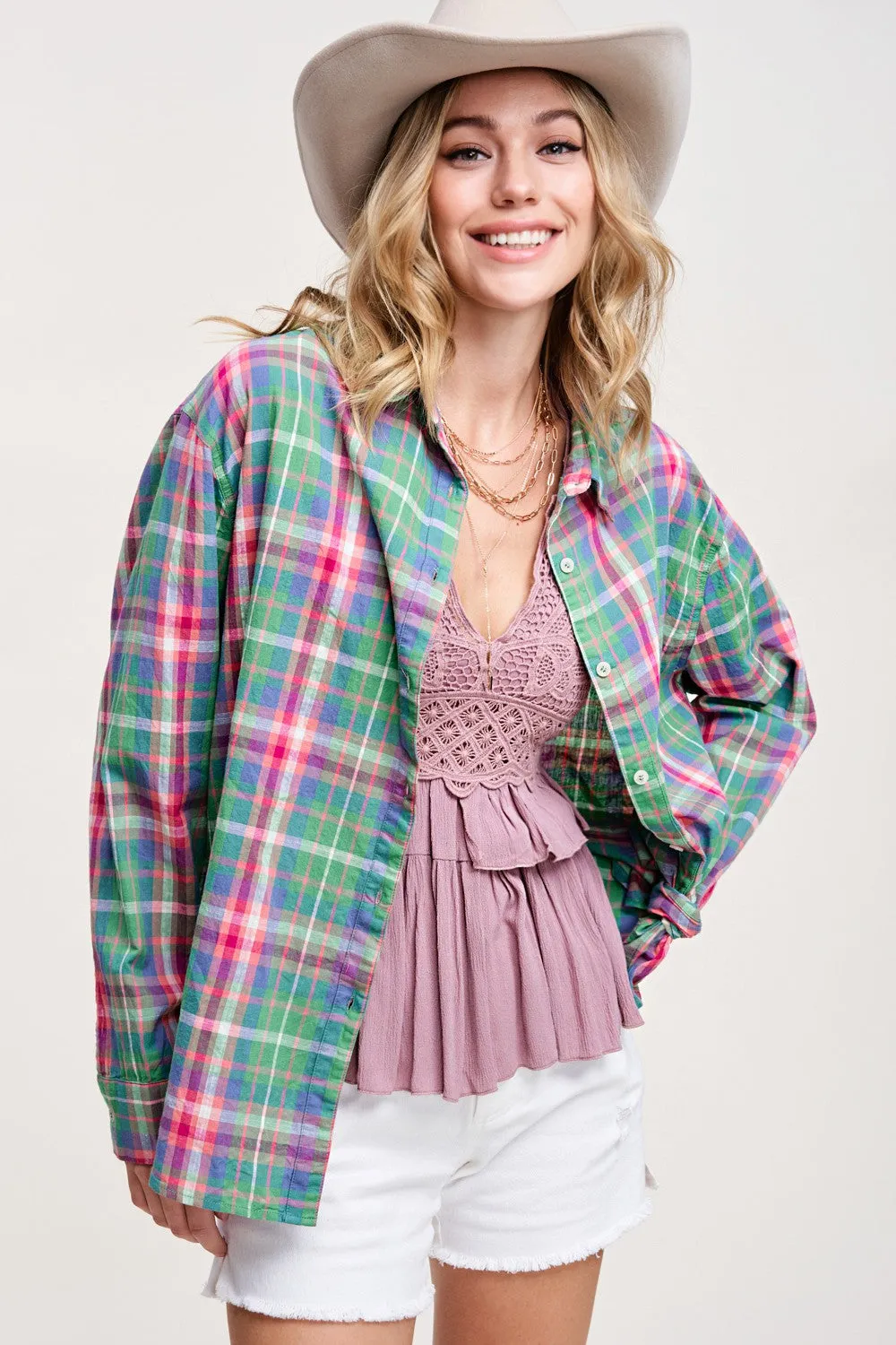 Riley Spring Plaid Button Down | Green