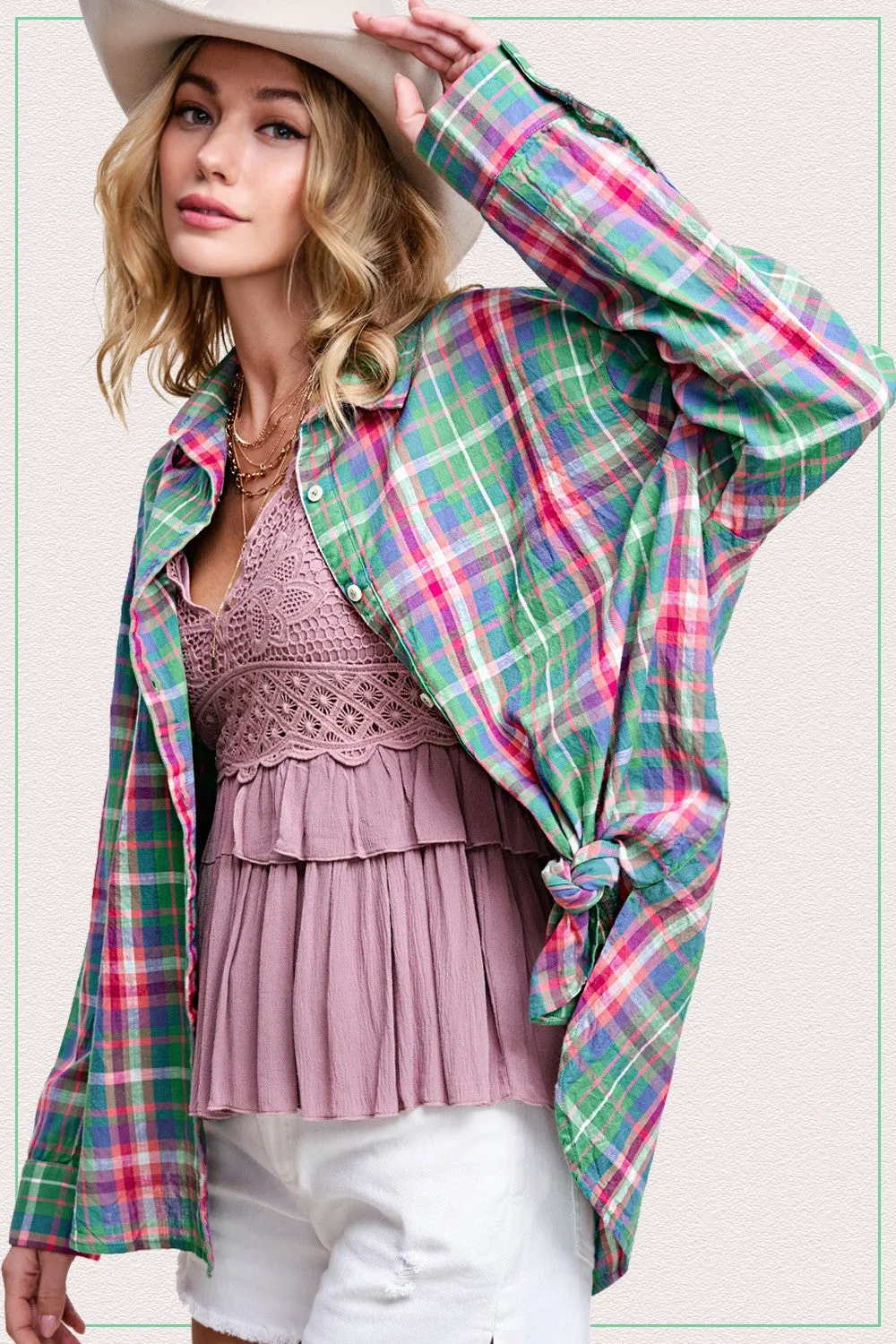 Riley Spring Plaid Button Down | Green
