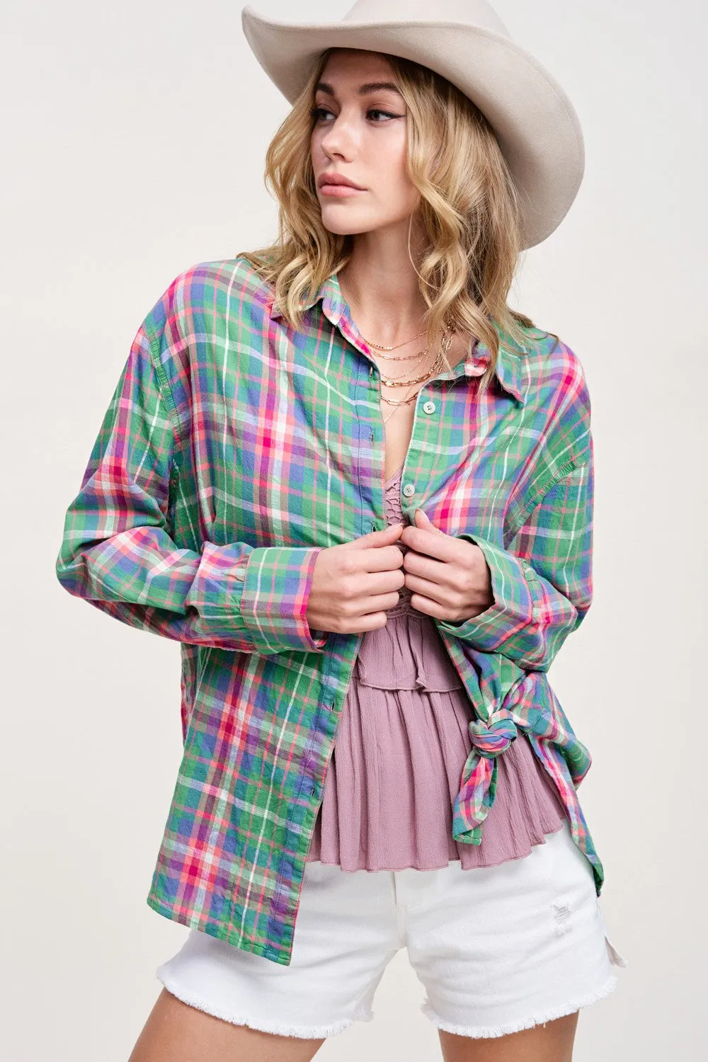 Riley Spring Plaid Button Down | Green
