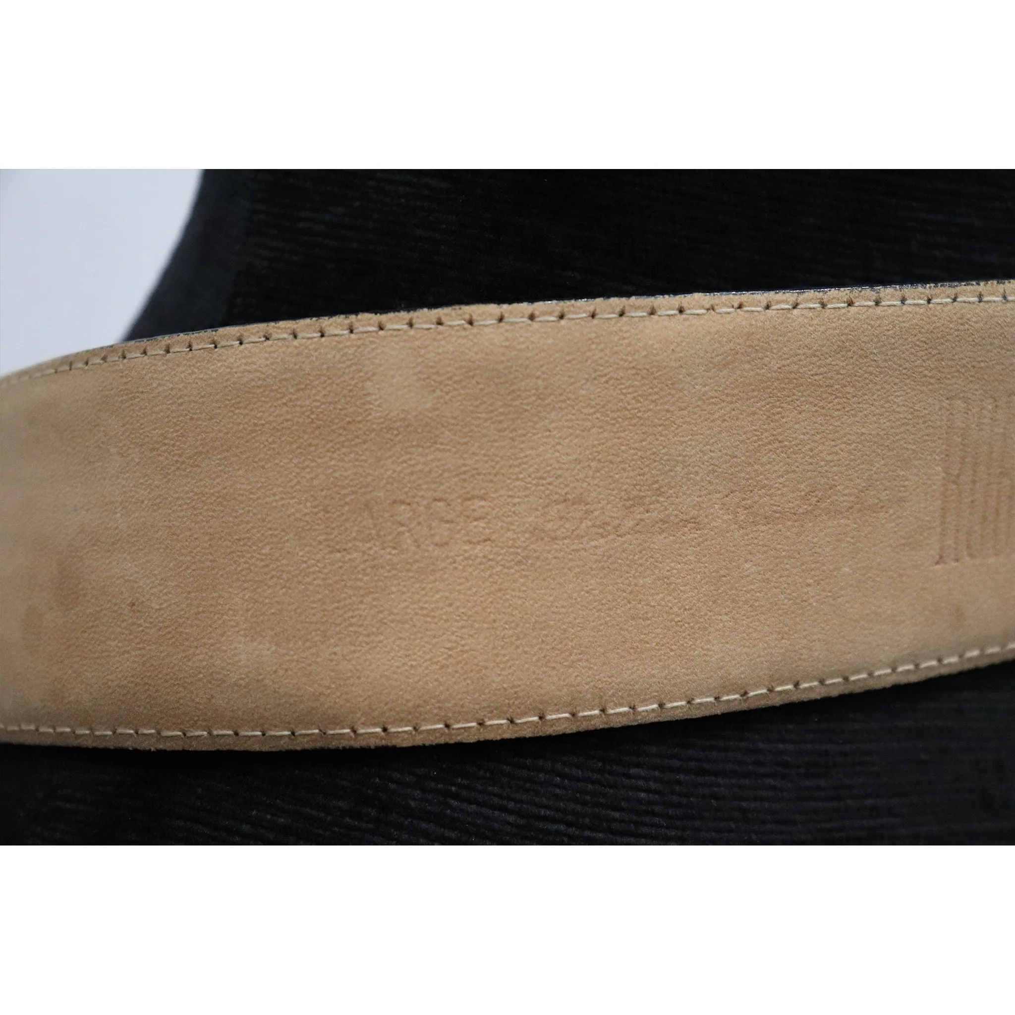 Robert Lee Black Leather Belt W/ Gold Buckle