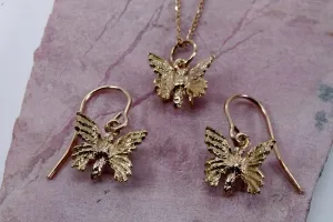 Rose Gold Butterfly Necklace and Earring Set