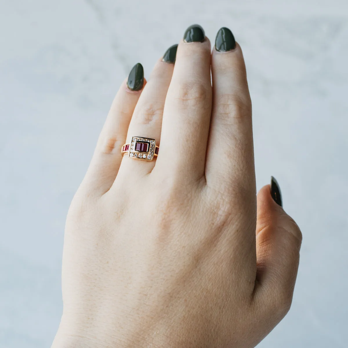 Ruby and Diamond Buckle Ring