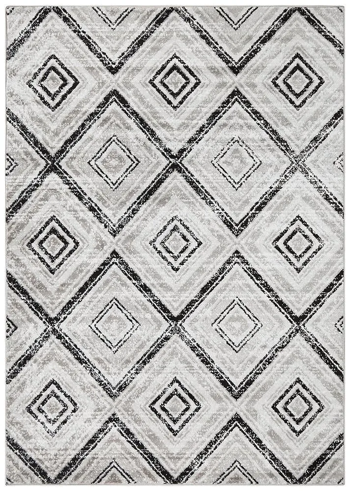 Sabrina Geo Diamonds Rug Grey Black