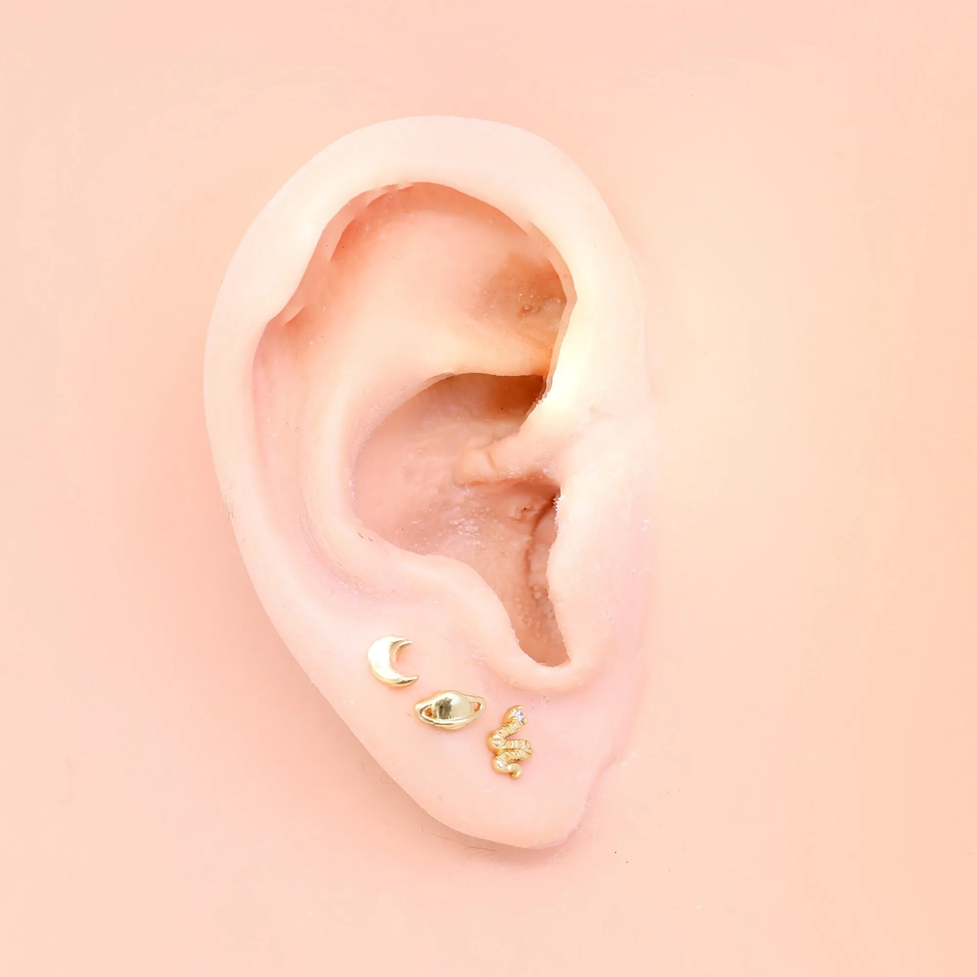 Saturn Stud Earrings in Gold